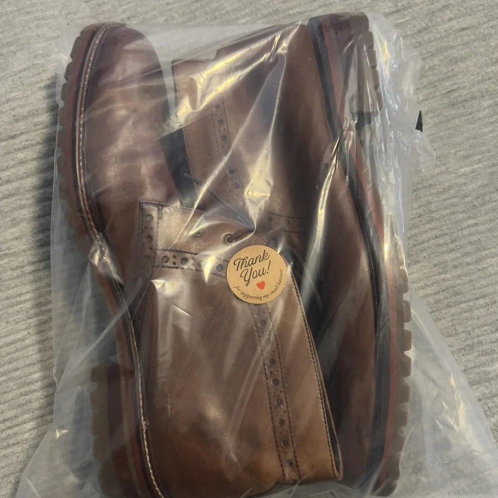 J&M 1850 Boots‎ Mens 13M Brown Leather Chukka Lace Up Brogue Ankle Casual